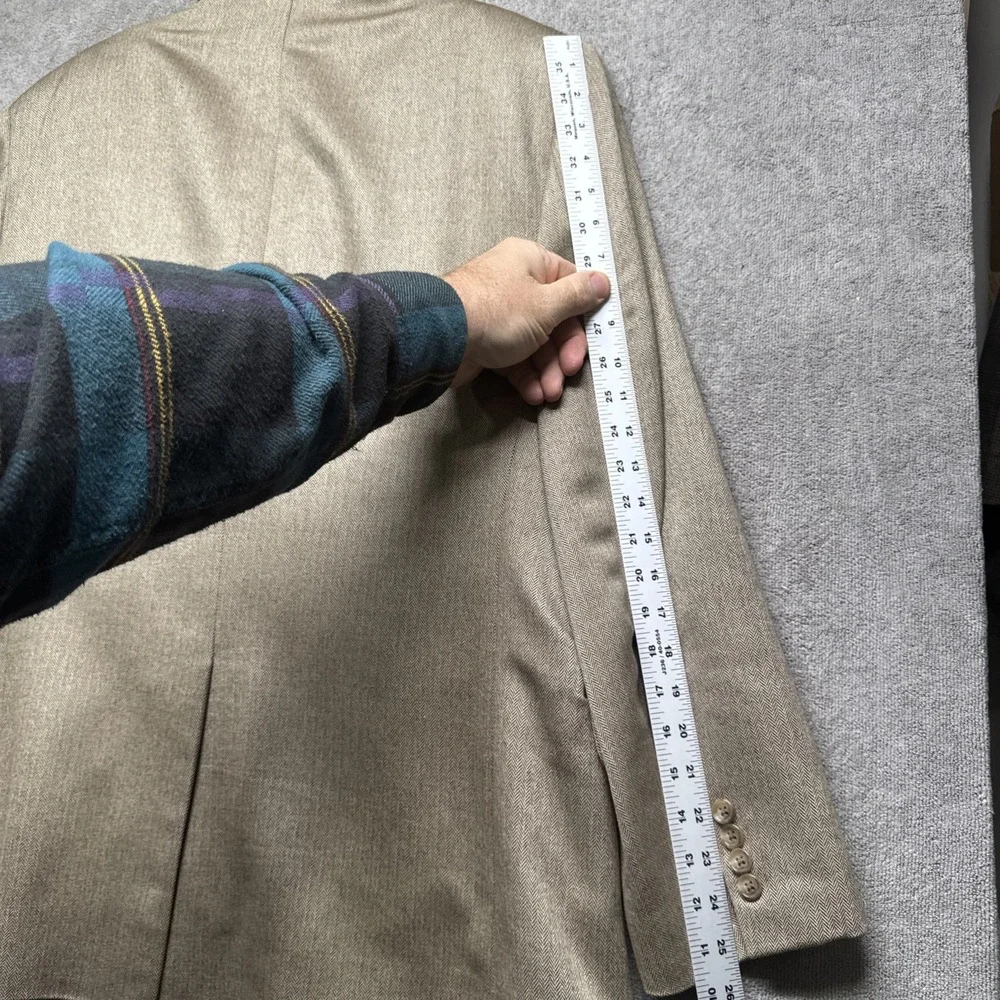 Jos A Bank mens beige camel‎ hair silk blazer sport coat classic fit 44R